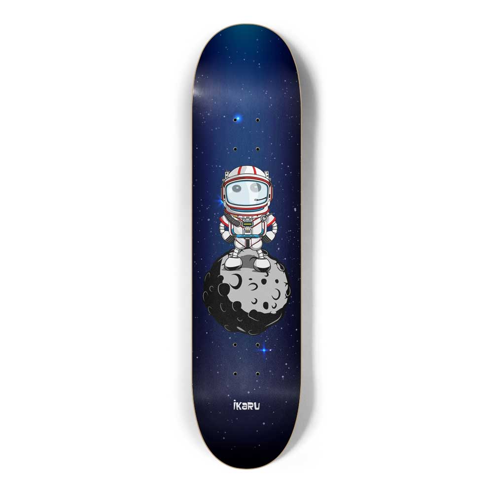 Ikaru Space skateboard deck, original character design, 7-ply Canadian maple