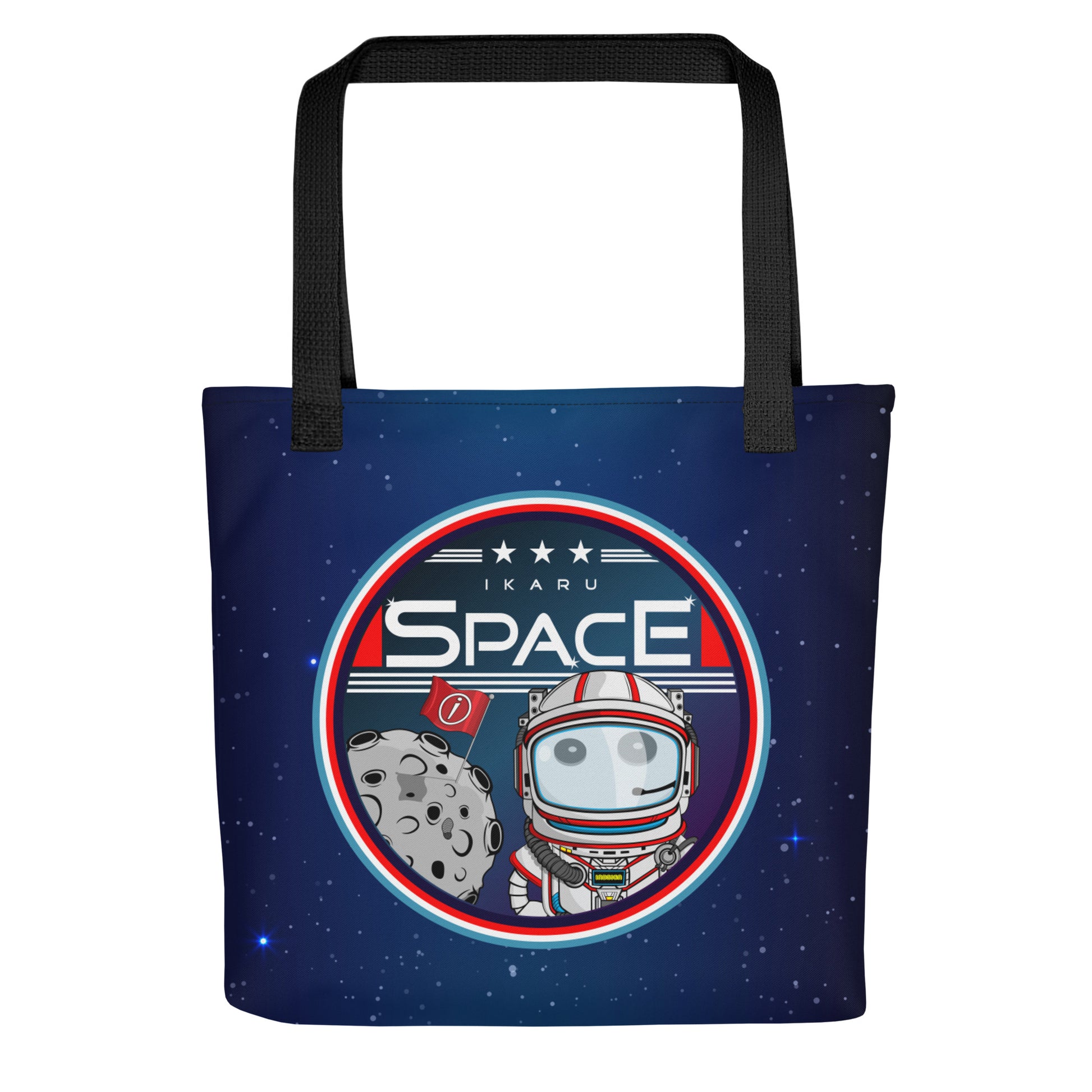 Ikaru Space tote bag, original character all-over print design