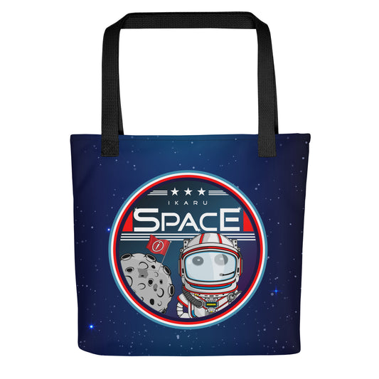 Ikaru Space tote bag, original character all-over print design
