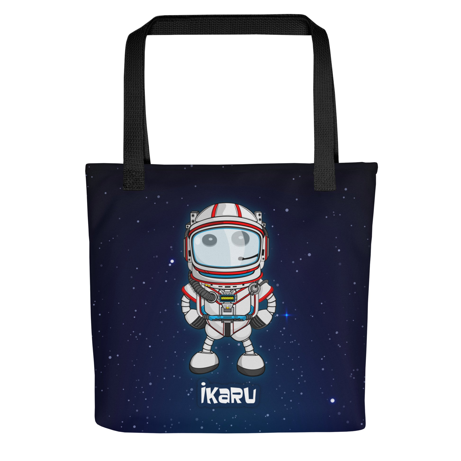 Ikaru Space tote bag, original character all-over print design