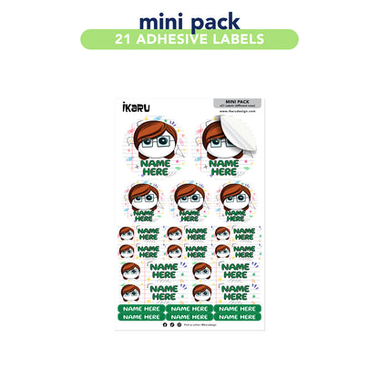 Ikaru Teacher personalized name label sheet, original character design
