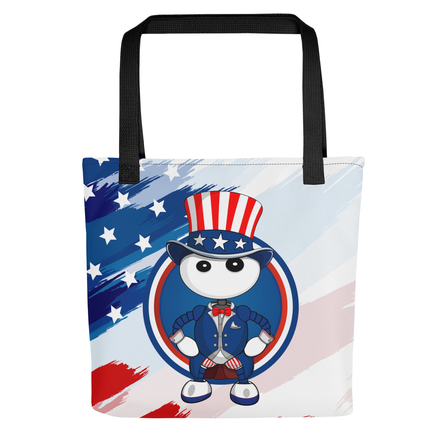  Ikaru USA tote bag, original character all-over print design