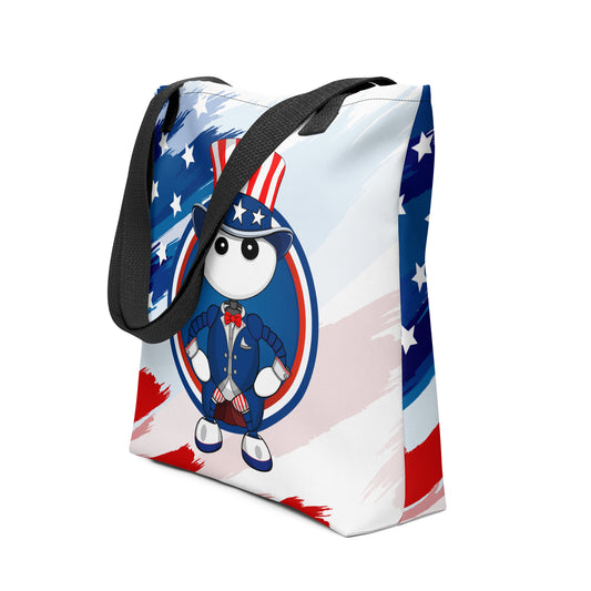  Ikaru USA tote bag, original character all-over print design