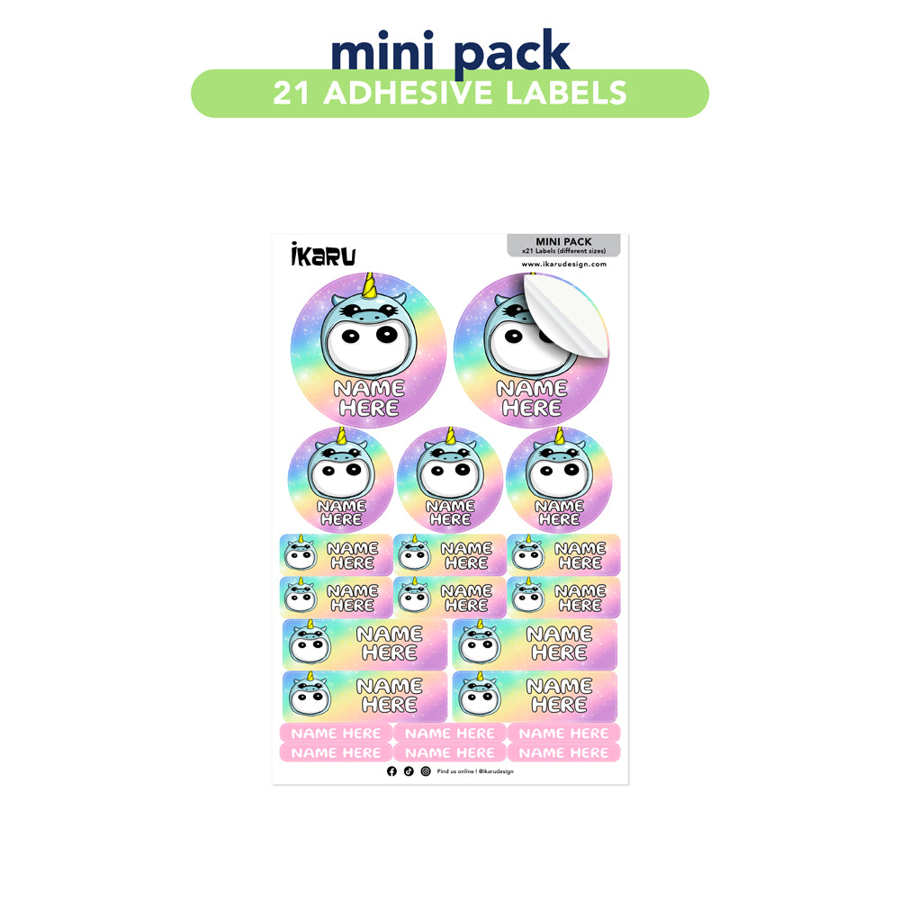  Ikaru Unicorn personalized name label sheet, original character design
