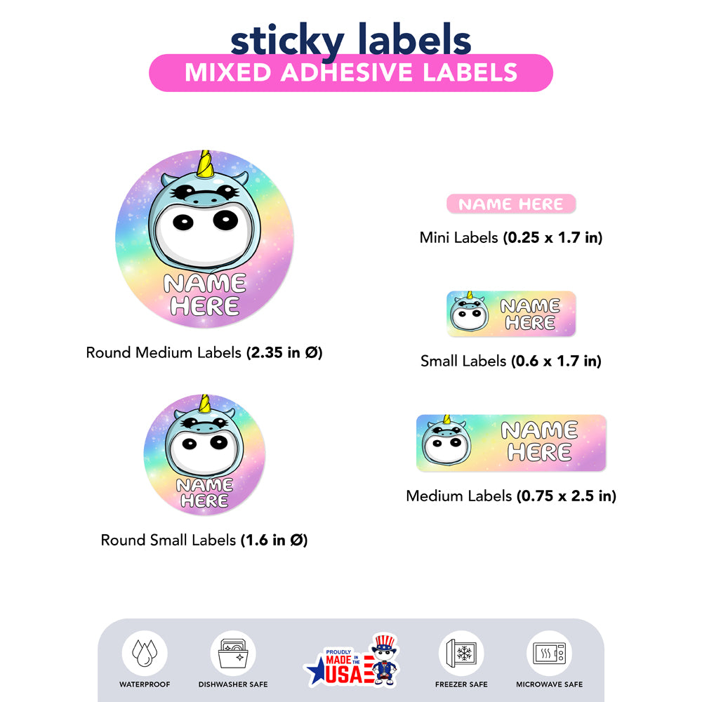  Ikaru Unicorn personalized name label sheet, original character design