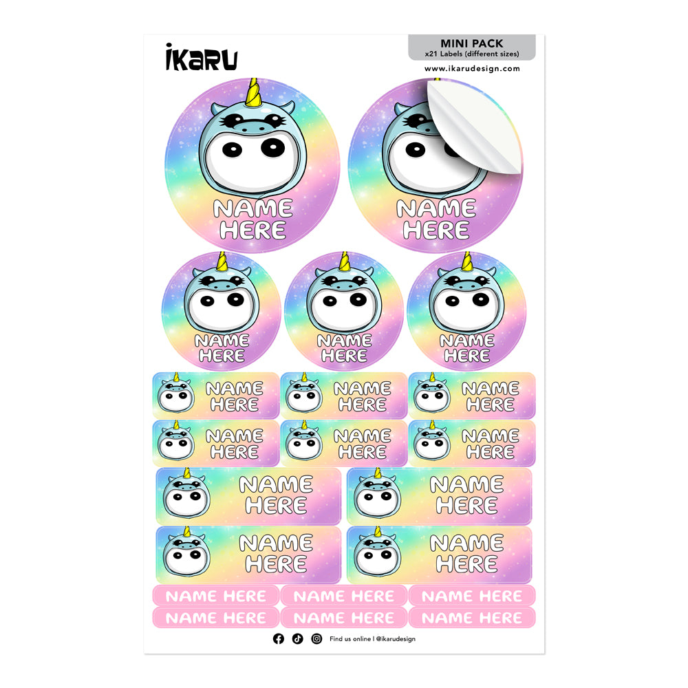  Ikaru Unicorn personalized name label sheet, original character design