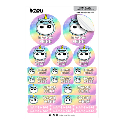  Ikaru Unicorn personalized name label sheet, original character design