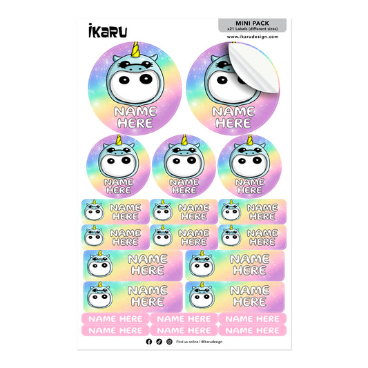  Ikaru Unicorn personalized name label sheet, original character design