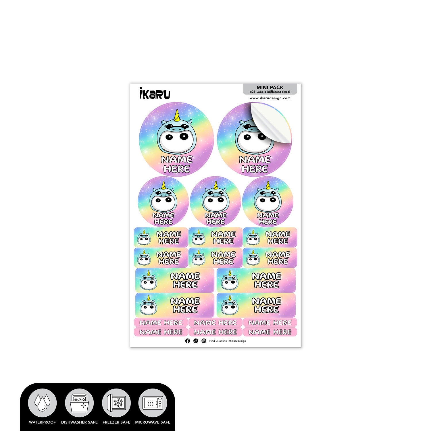 Ikaru Unicorn Sticky Labels Mini Pack