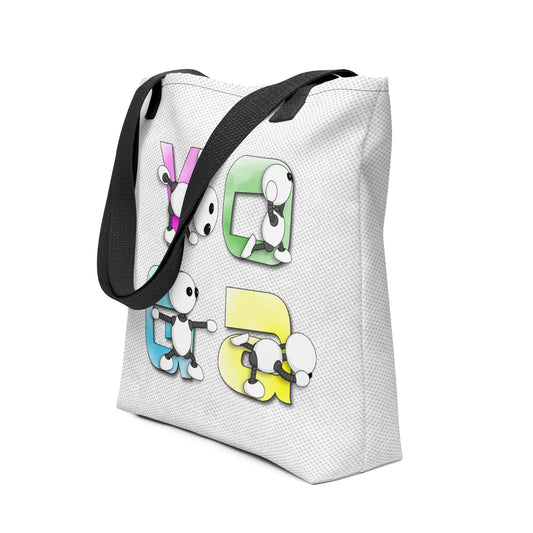 Ikaru Yoga tote bag, original character all-over print design