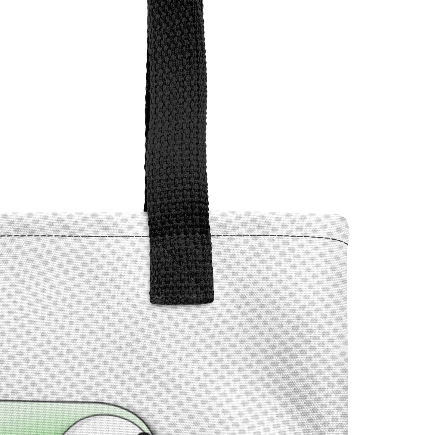 Ikaru Yoga tote bag, original character all-over print design