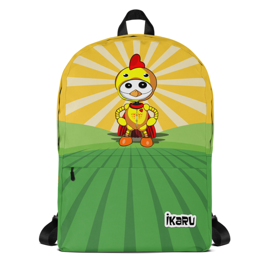 Ikaru chicken backpack, original character all-over print design