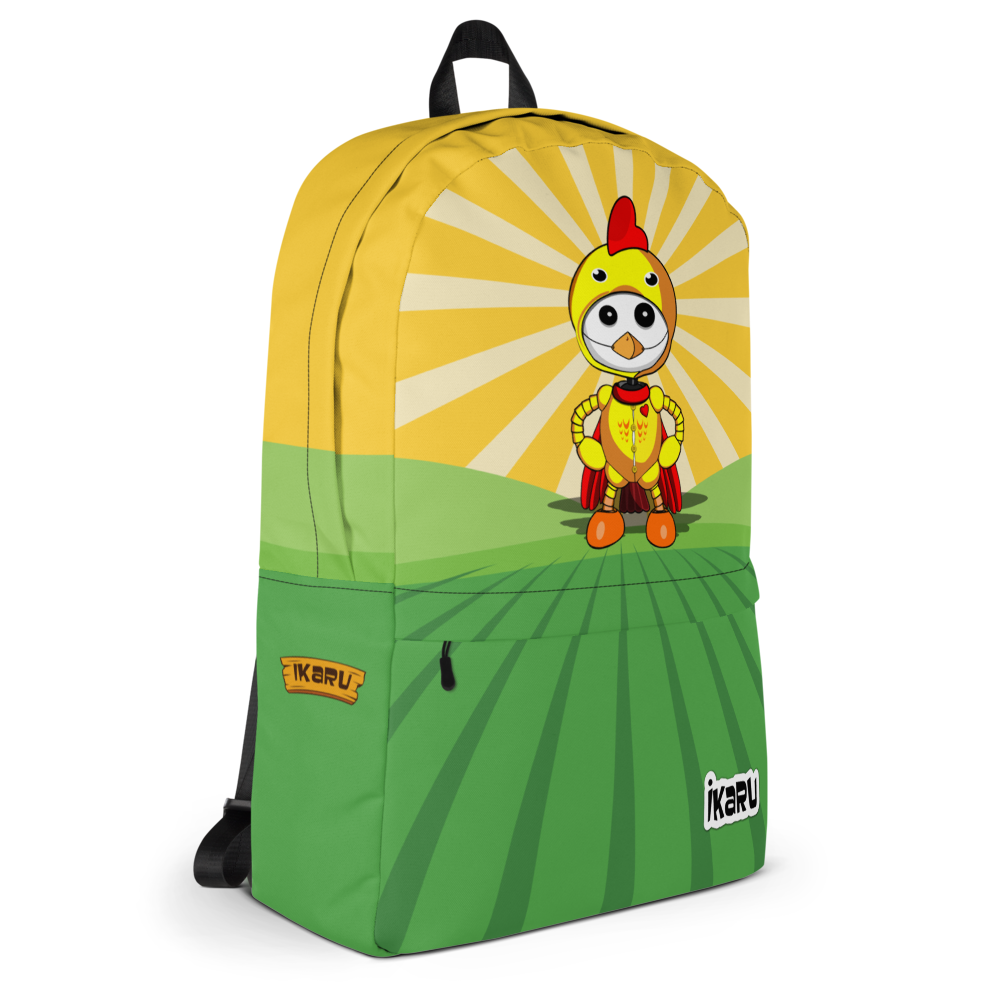 Ikaru chicken backpack, original character all-over print design