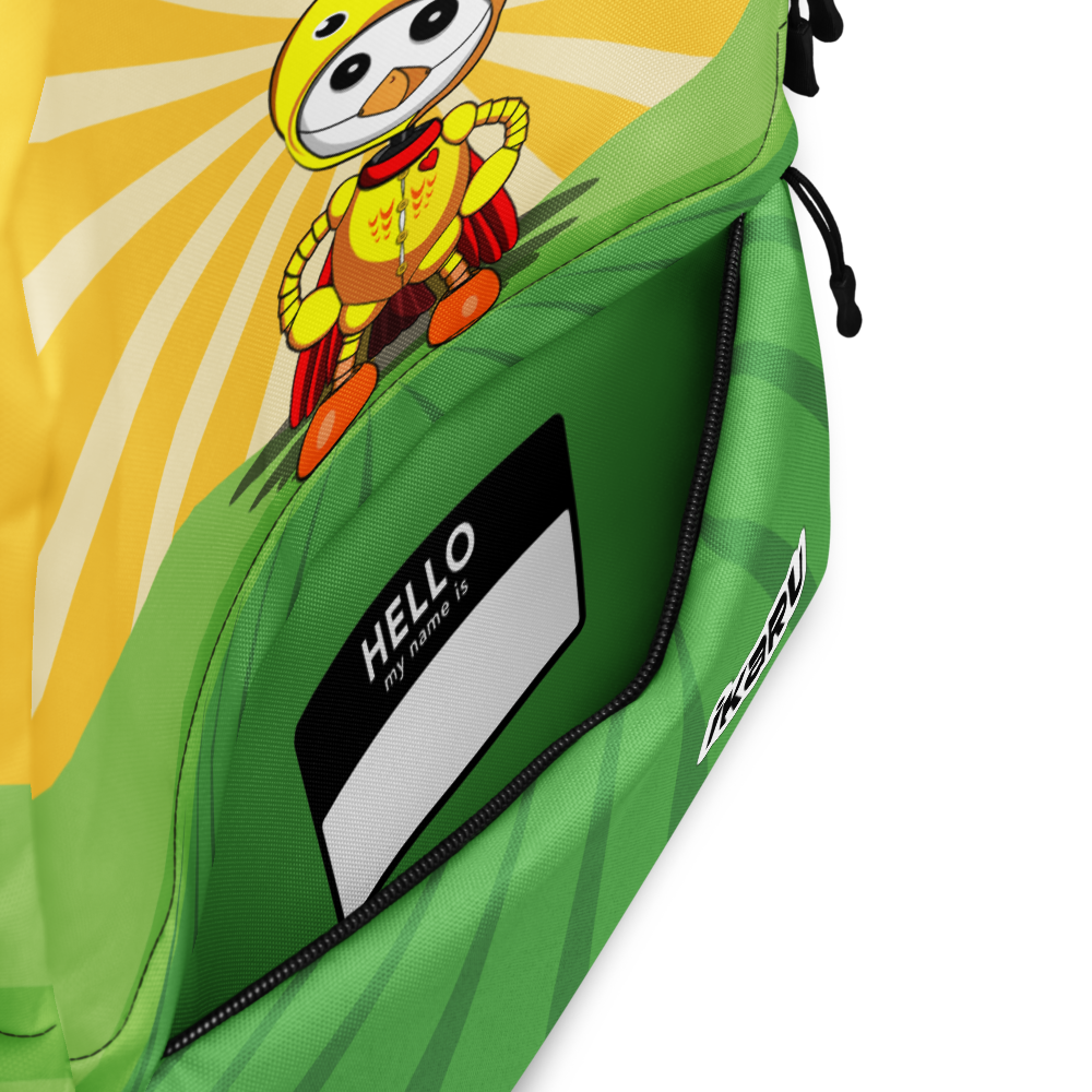 Ikaru chicken backpack, original character all-over print design
