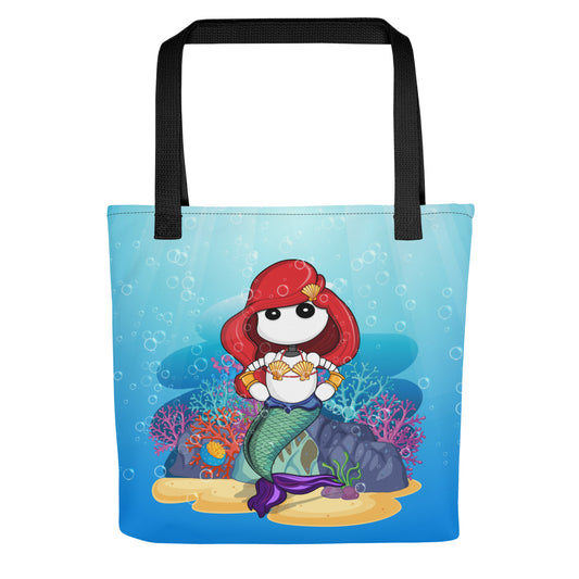  Ikaru mermaid tote bag, original character all-over print design