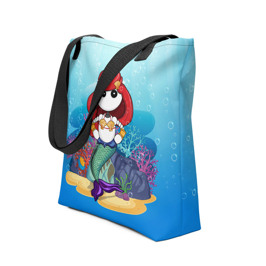  Ikaru mermaid tote bag, original character all-over print design