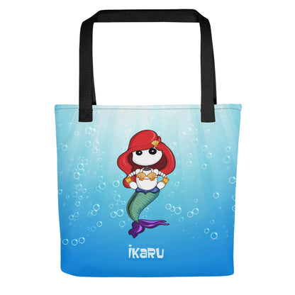  Ikaru mermaid tote bag, original character all-over print design