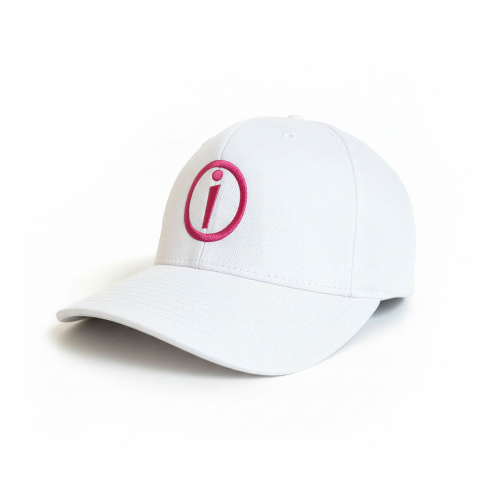  Ikaru Super i embroidered baseball cap in white and pink, original character design