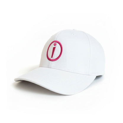  Ikaru Super i embroidered baseball cap in white and pink, original character design