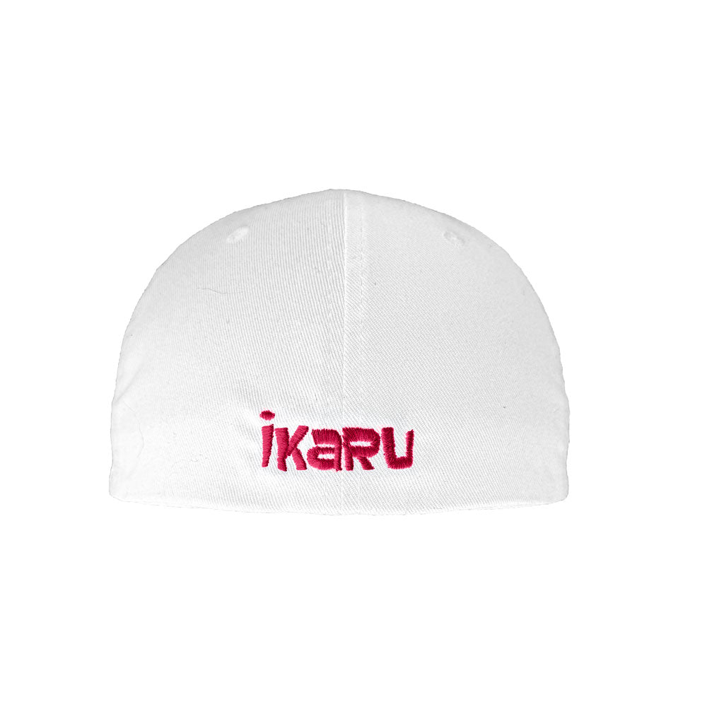  Ikaru Super i embroidered baseball cap in white and pink, original character design