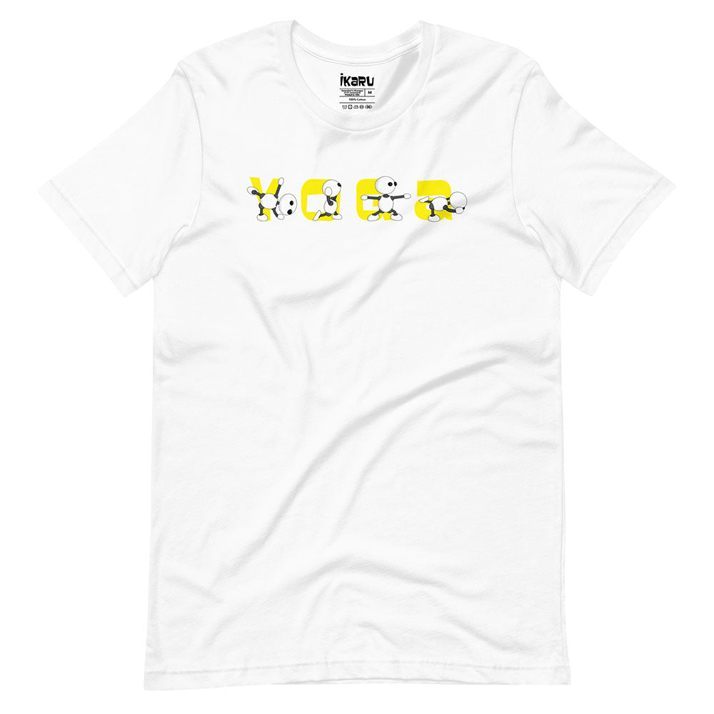 Ikaru Yoga graphic t-shirt, original character illustration