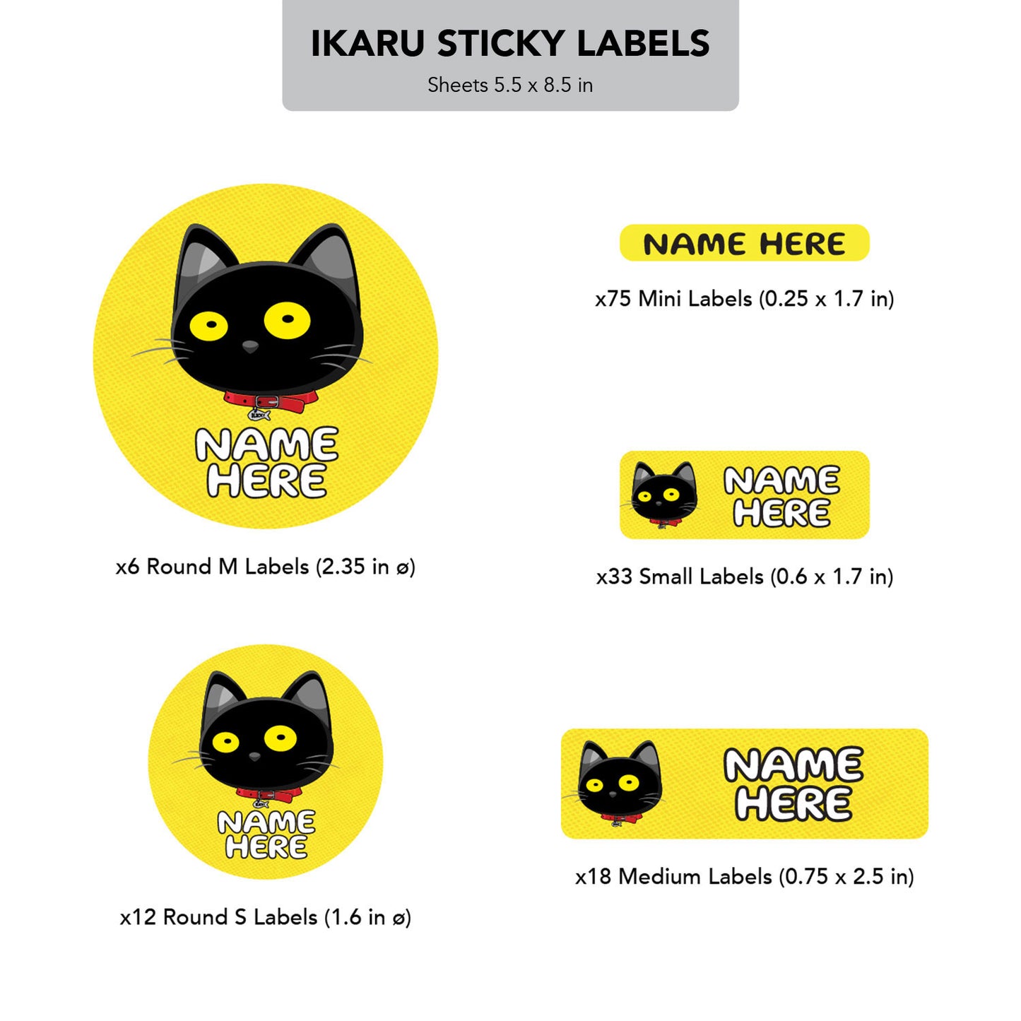 Ikaru Blacky Cat (Labels Pack)