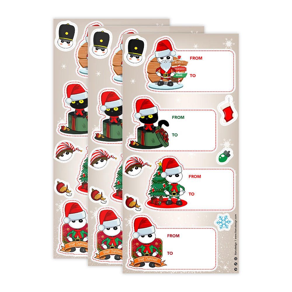Ikaru Christmas Gift Tags - Sticker Sheet