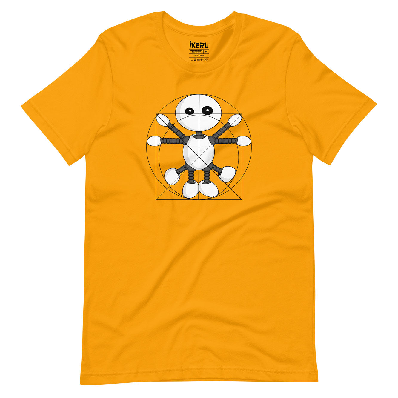 Vitruvian Ikaru graphic t-shirt, original character illustration