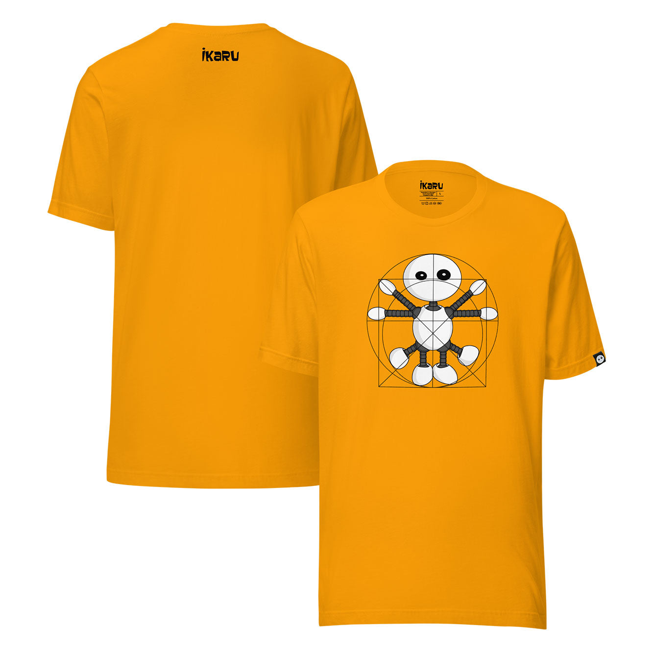 Vitruvian Ikaru graphic t-shirt, original character illustration