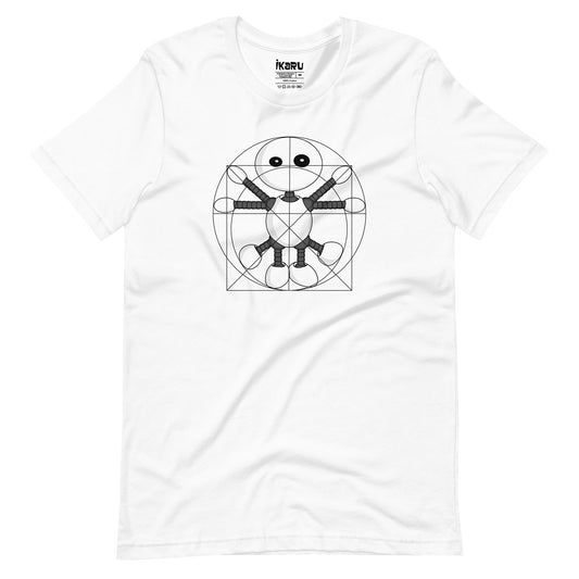 Vitruvian Ikaru graphic t-shirt, original character illustration