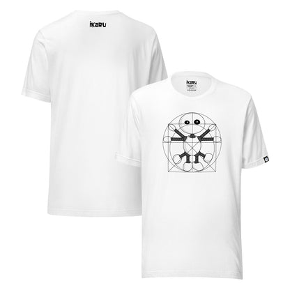 Vitruvian Ikaru graphic t-shirt, original character illustration