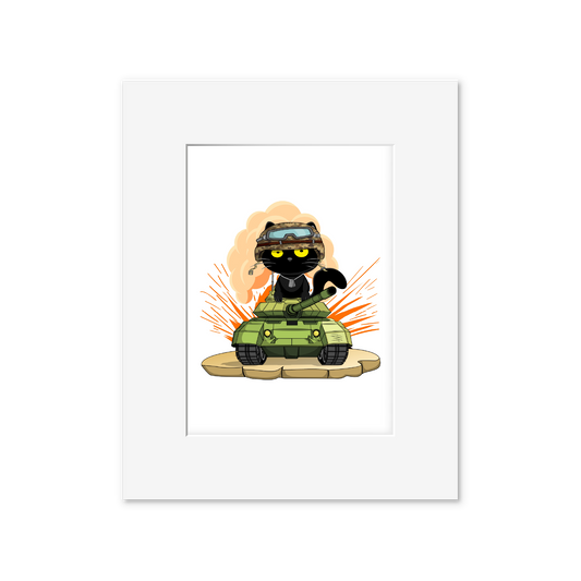 Ikaru Tank Cat art print, original character illustration, 8x10 inches