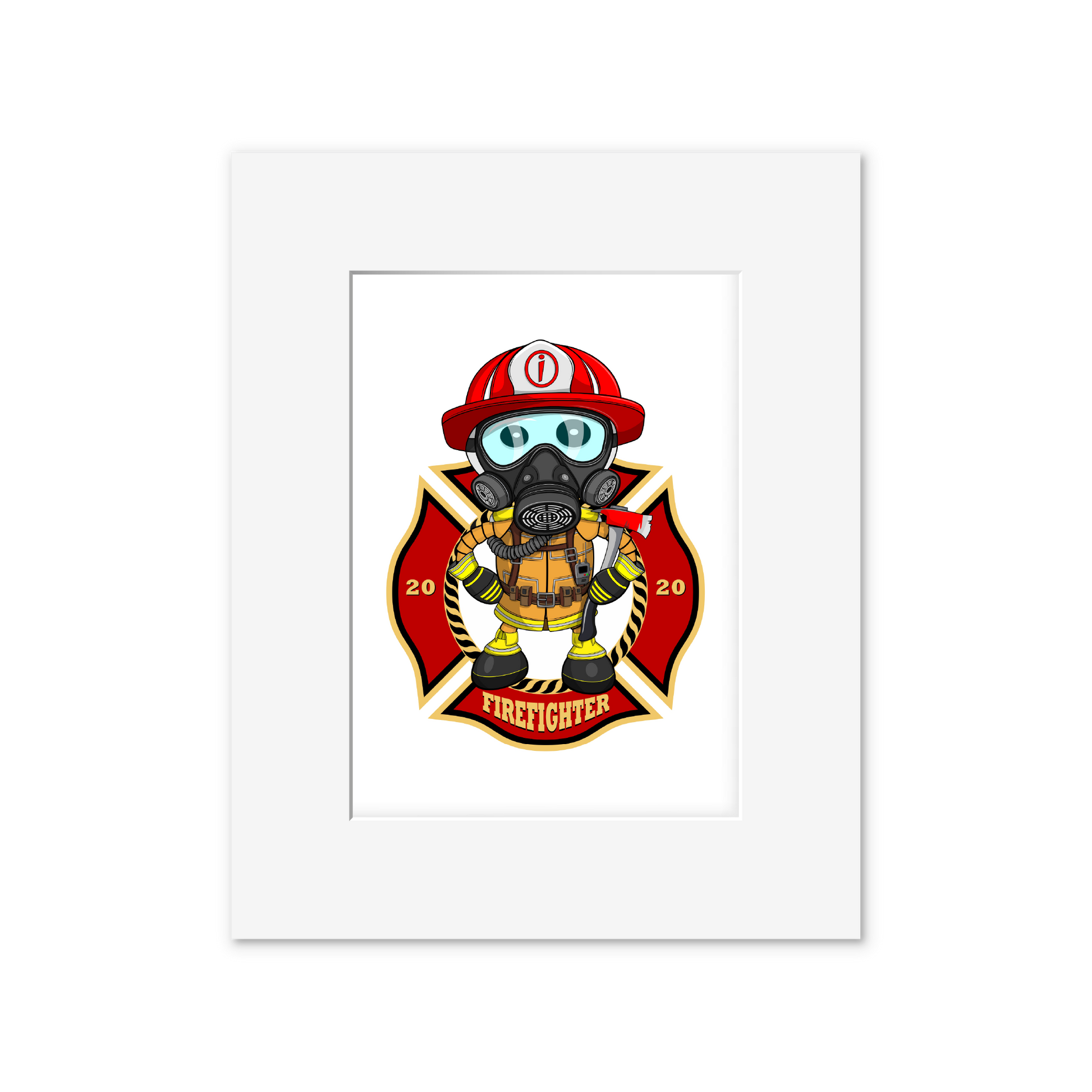 Ikaru Firefighter art print, original character illustration, 8x10 inches