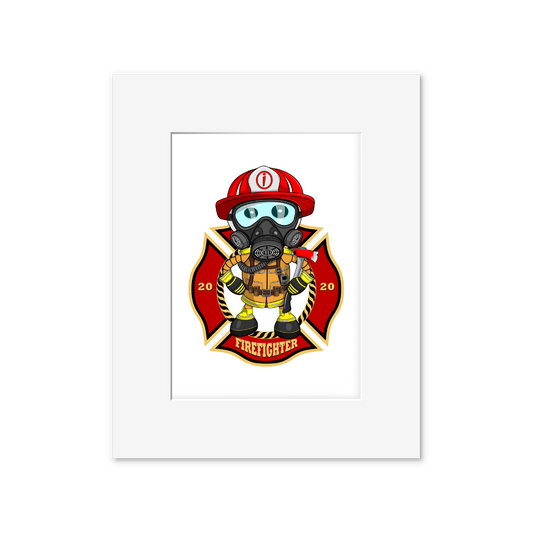 Ikaru Firefighter art print, original character illustration, 8x10 inches