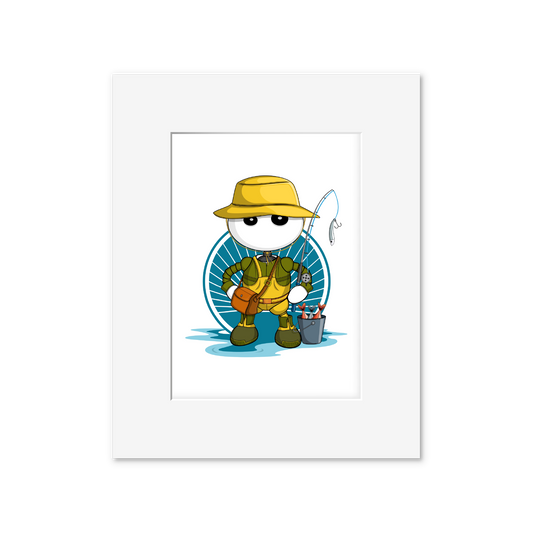 Ikaru Fisherman art print, original character illustration, 8x10 inches