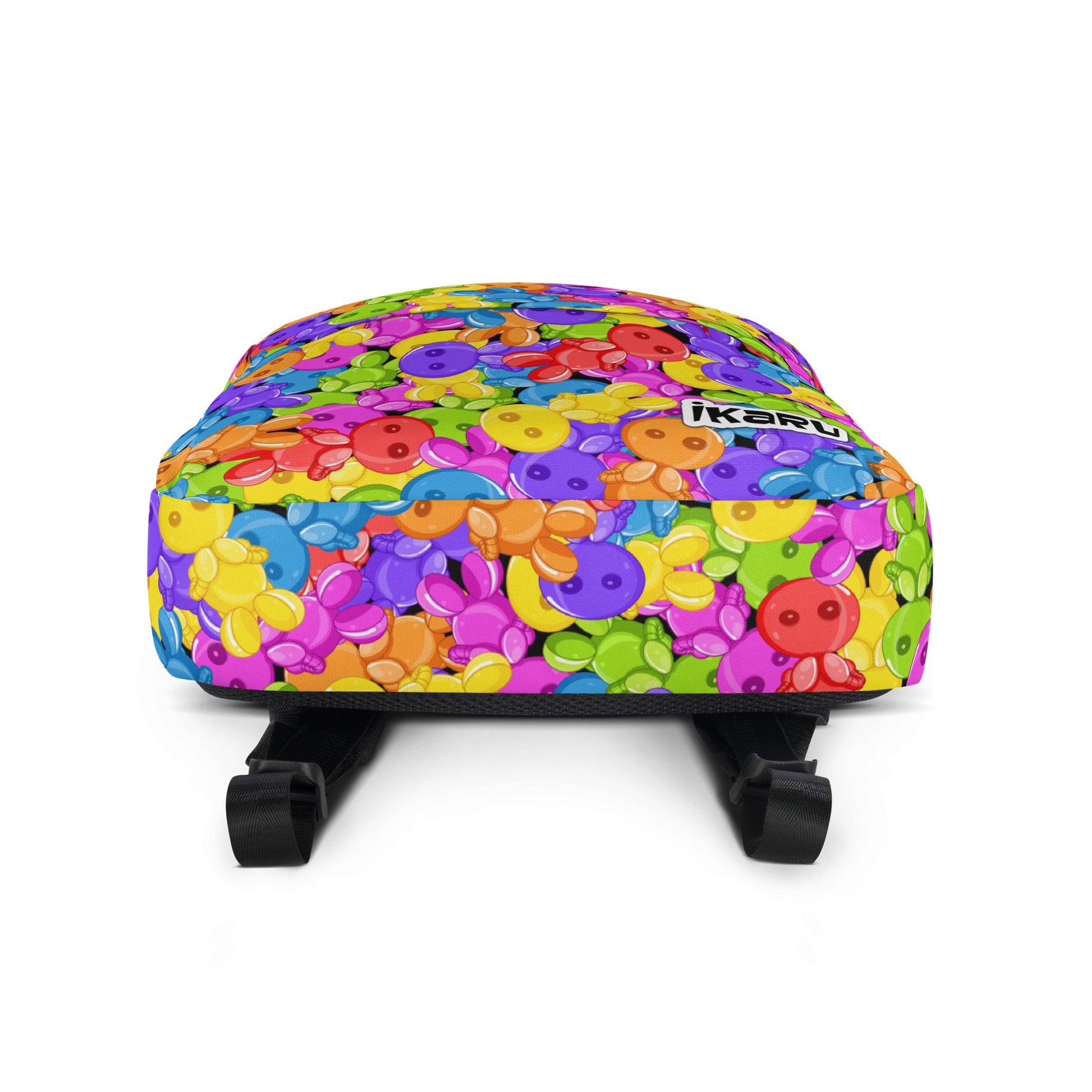 Ikaru Gummies backpack, original character all-over print design