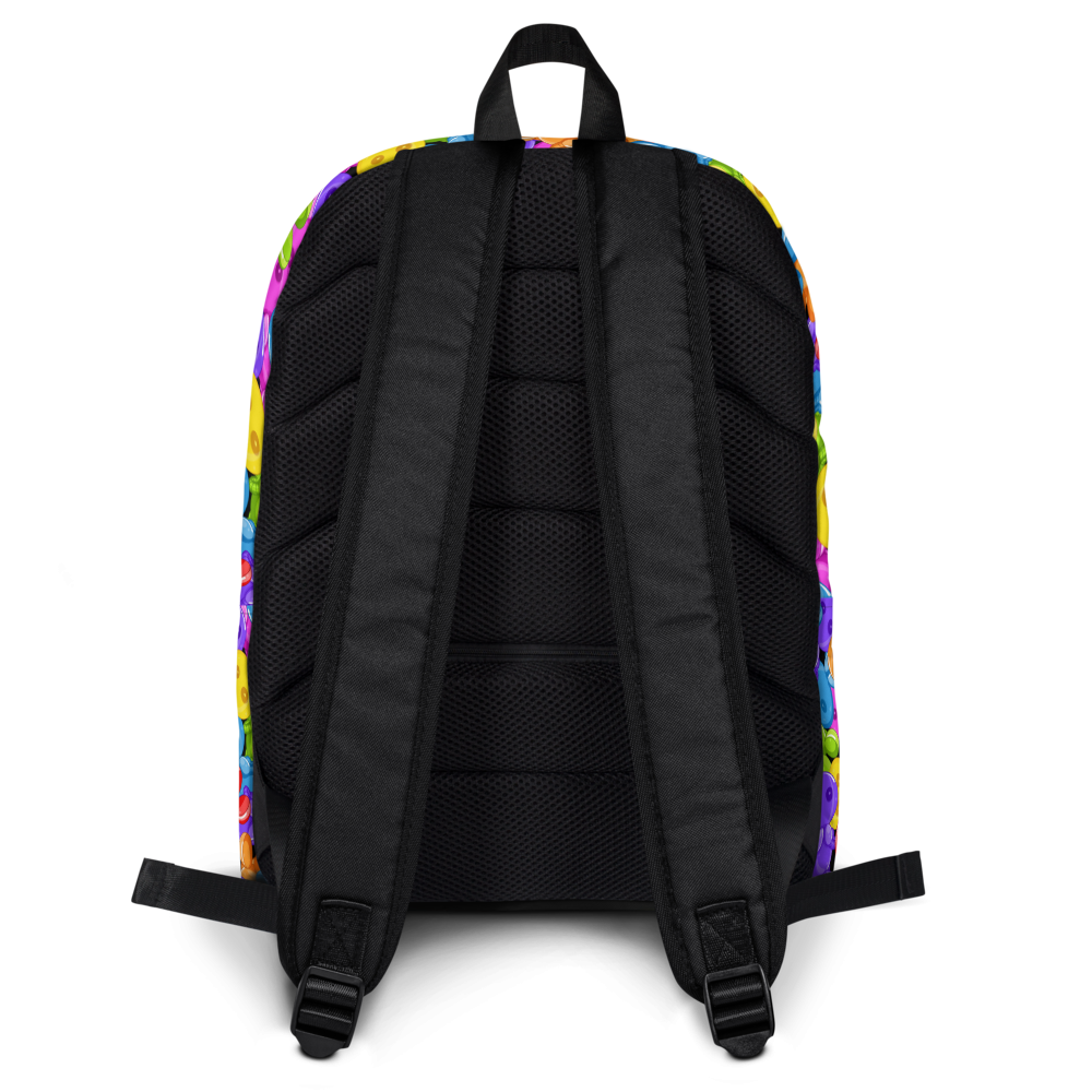 Ikaru Gummies backpack, original character all-over print design