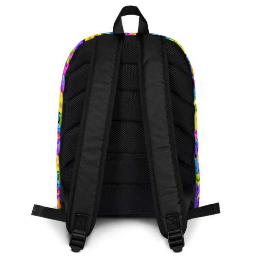 Ikaru Gummies backpack, original character all-over print design