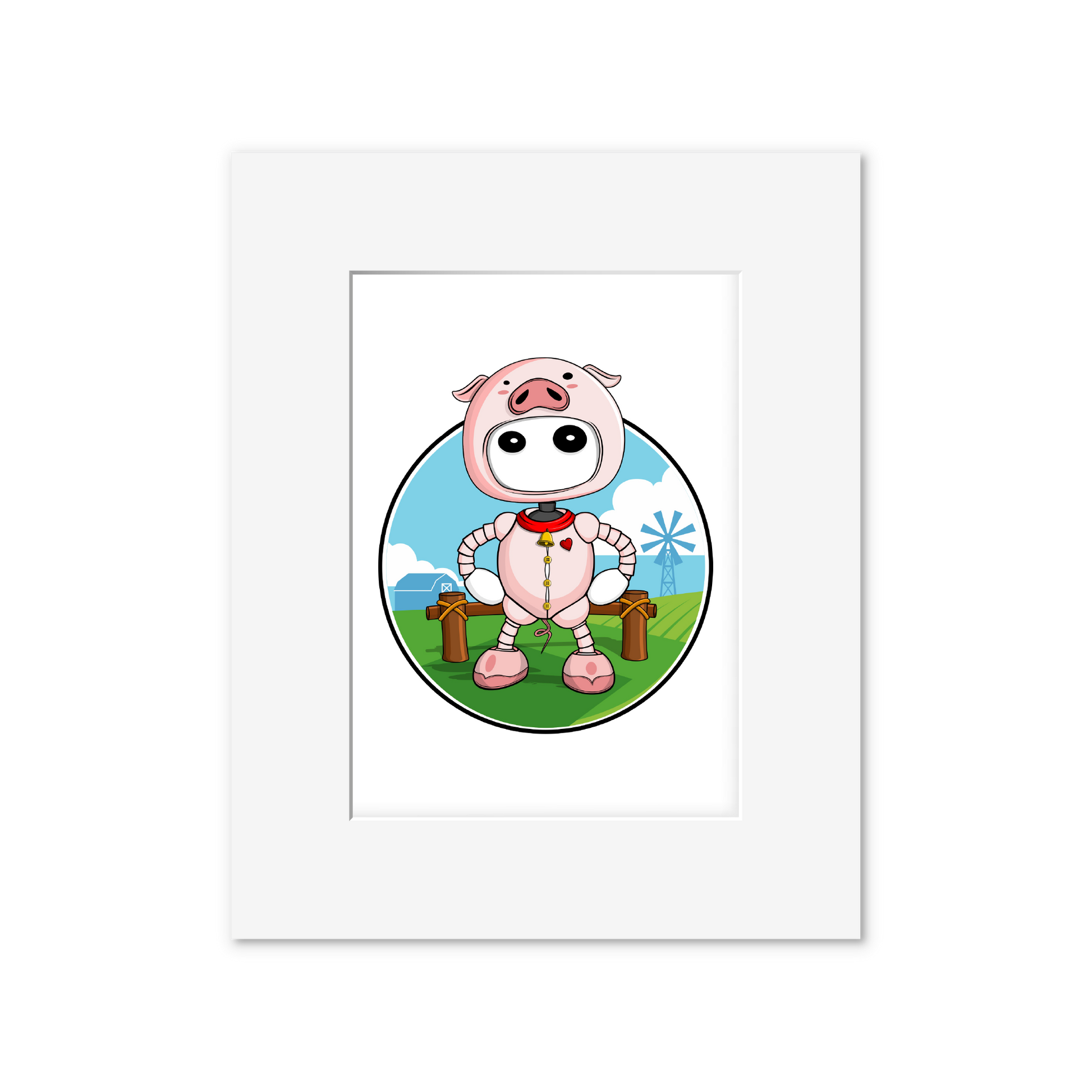 Ikaru Piggy art print, original character illustration, 8x10 inches