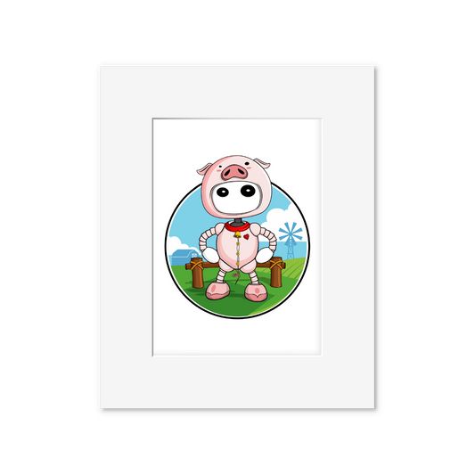Ikaru Piggy art print, original character illustration, 8x10 inches