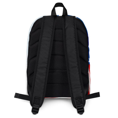 Ikaru USA backpack, original character all-over print design