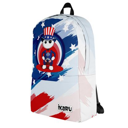 Ikaru USA backpack, original character all-over print design