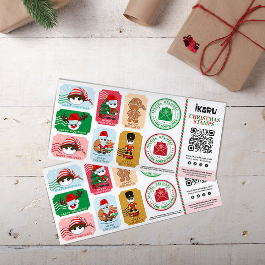 Ikaru Christmas Stamps - Sticker Sheet