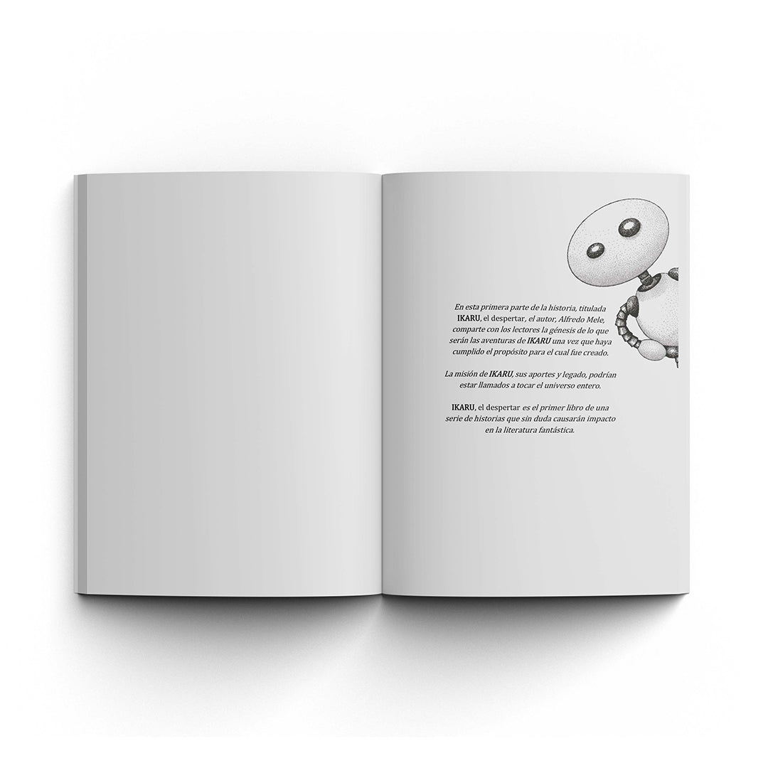 pagina interna del libro IKARU El Despertar, edición en español de Alfredo Mele